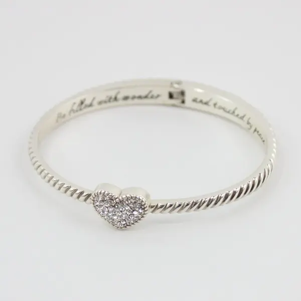 Brighton Celestia Heart Hinged Bangle Bracelet Silver Tone
