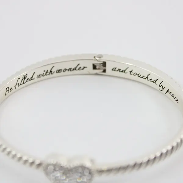 Brighton Celestia Heart Hinged Bangle Bracelet Silver Tone