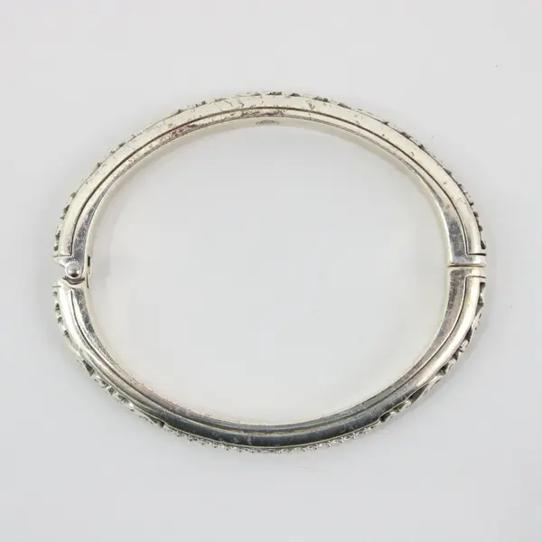 Brighton Silvertone Rhinestone Magnetic Hinged Bangle Bracelet