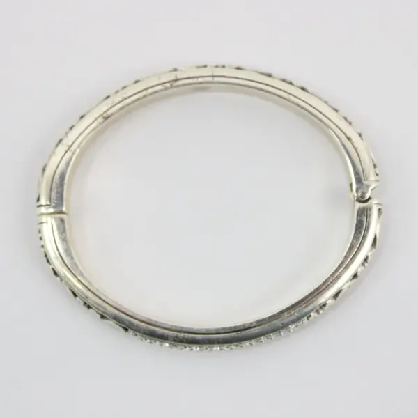 Brighton Silvertone Rhinestone Magnetic Hinged Bangle Bracelet