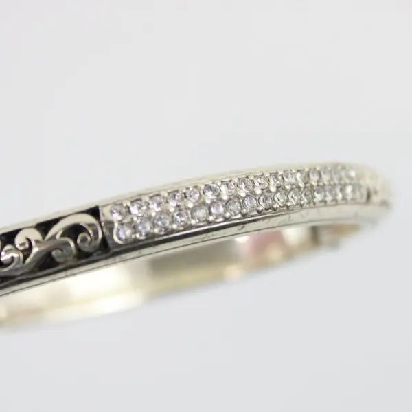 Brighton Silvertone Rhinestone Magnetic Hinged Bangle Bracelet