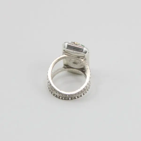 Brighton Multicolor Crystal Silver-Tone Statement Ring Size 8.5
