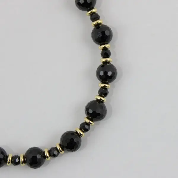 Belleza Italy Black Beaded Bracelet Gold-Tone Accents Adjustable