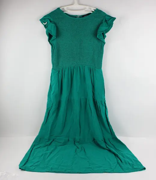 Zesica Women's Medium Teal Green Smocked A-Line Maxi Dress