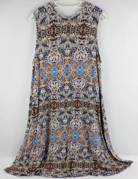 Cynthia Rowley Women's Large Blue Orange Sleeveless Midi Shift Dress