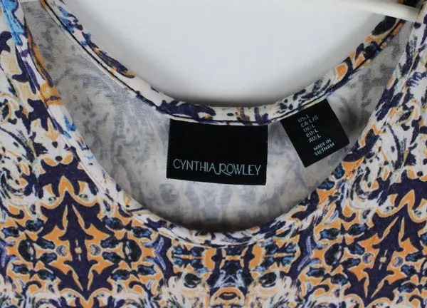 Cynthia Rowley Women's Large Blue Orange Sleeveless Midi Shift Dress