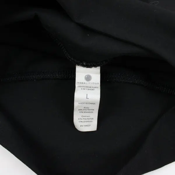 Yogalicious Lightstreme Flirty 2-in-1 Shorts Women's Large Black