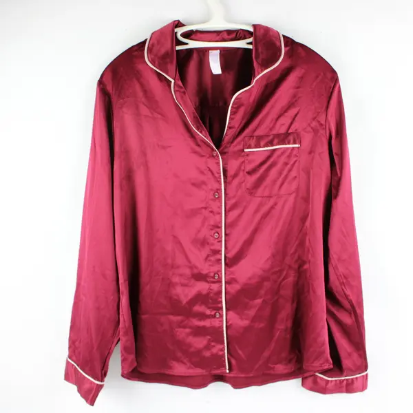 Stars Above Women's Medium Maroon Satin 2-Piece Pajama Set Sleepwear