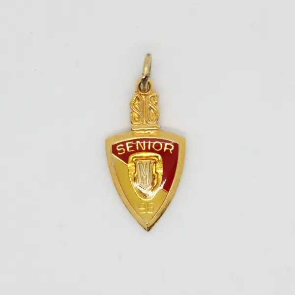 Jostens Senior Key Charm Pendant Gold-Tone Shield