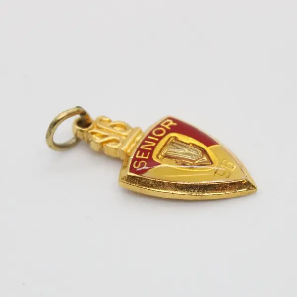 Jostens Senior Key Charm Pendant Gold-Tone Shield