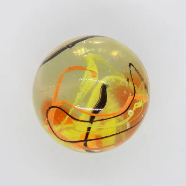 Clear Art Glass Marble 1.5 Inch Orange Yellow Swirls
