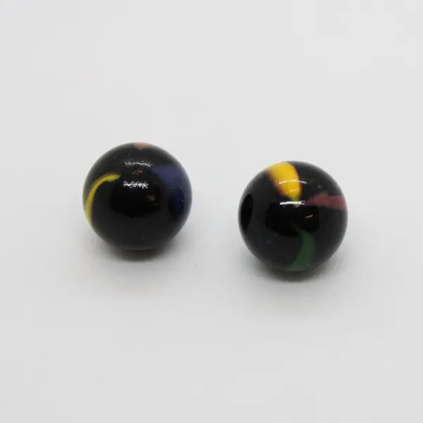 Vacor Black Panther 5/8" Glass Marbles Pair Yellow Blue Swirl