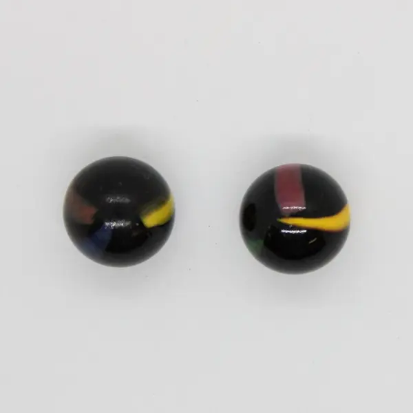 Vacor Black Panther 5/8" Glass Marbles Pair Yellow Blue Swirl