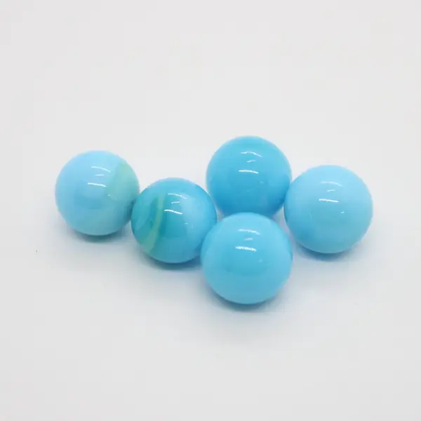 Lot of 5 Light Blue White Swirl Slag Glass Marbles 16mm One Chipped