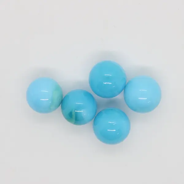Lot of 5 Light Blue White Swirl Slag Glass Marbles 16mm One Chipped