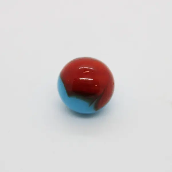 Blue Red Patch Glass Marble 3/4 Inch Collectible