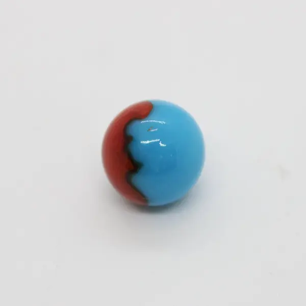 Blue Red Patch Glass Marble 3/4 Inch Collectible