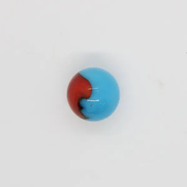 Blue Red Patch Glass Marble 3/4 Inch Collectible