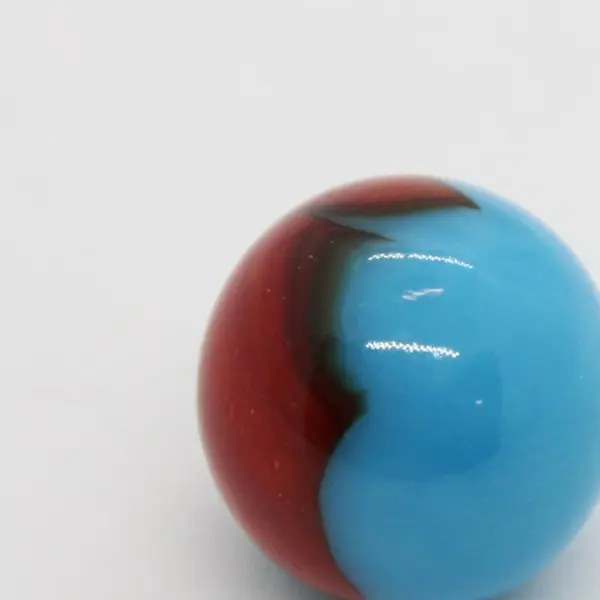 Blue Red Patch Glass Marble 3/4 Inch Collectible