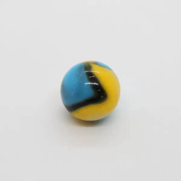 Vintage Blue Yellow Patch Swirl Glass Marble 19/32 Inch