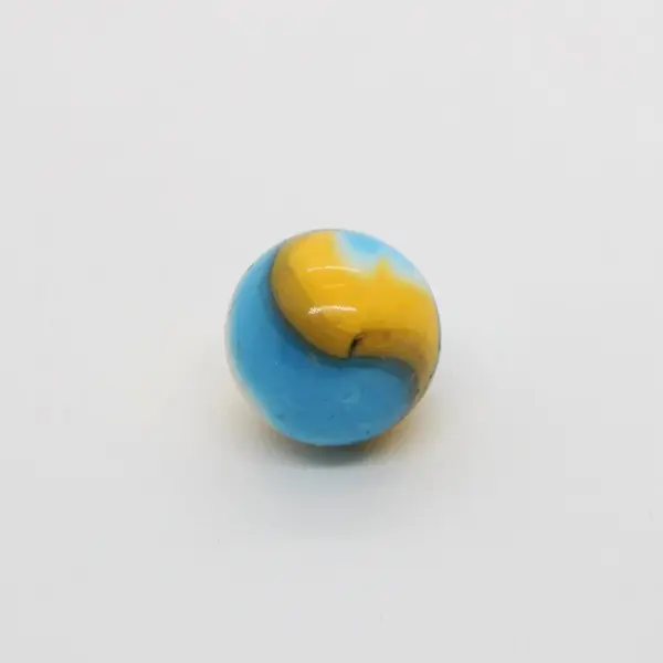 Vintage Blue Yellow Patch Swirl Glass Marble 19/32 Inch