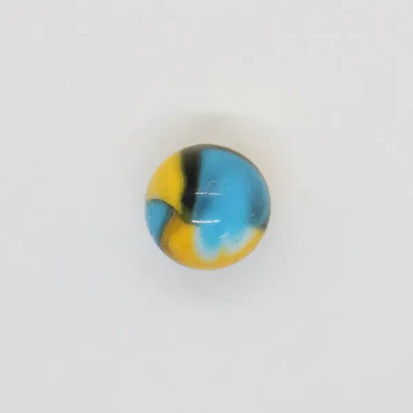 Vintage Blue Yellow Patch Swirl Glass Marble 19/32 Inch