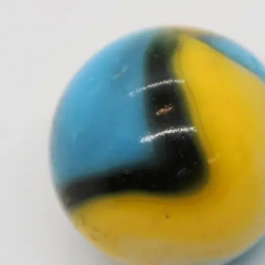 Vintage Blue Yellow Patch Swirl Glass Marble 19/32 Inch