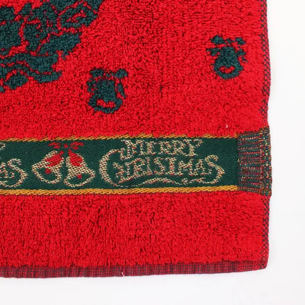 Fieldcrest Cotton Christmas Hand-Towel, red & green 