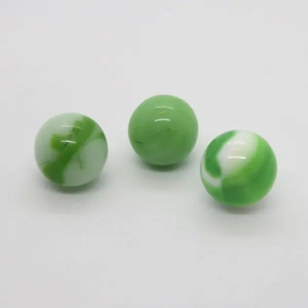 Lot of 3 Vintage Vitro Akro Agate Green White Patch Glass Marbles