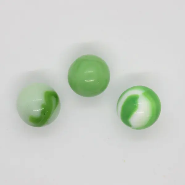 Lot of 3 Vintage Vitro Akro Agate Green White Patch Glass Marbles
