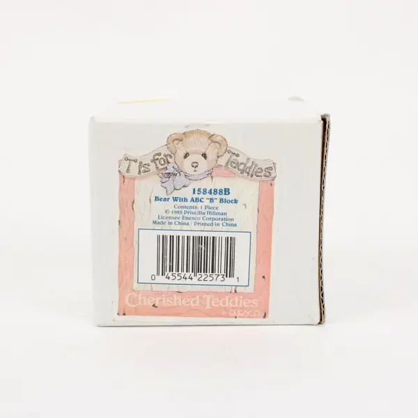 Cherished Teddies Enesco Bear ABC B Block Figurine 158488B 1995