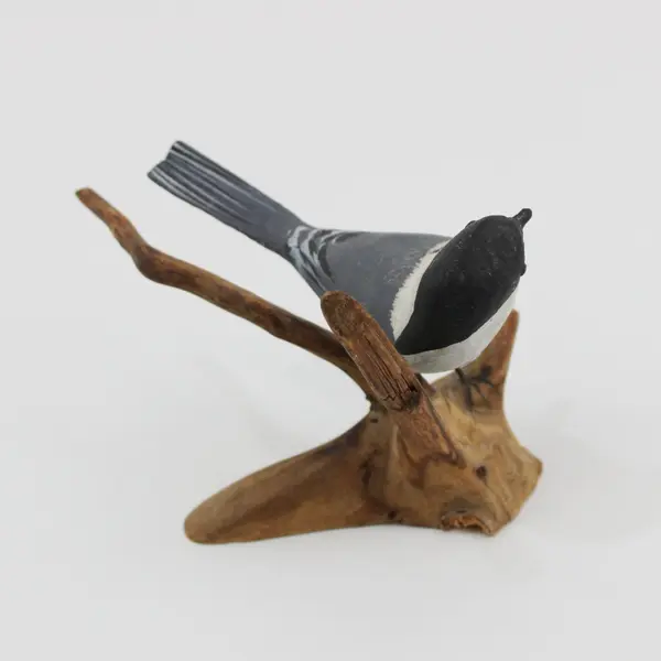 Peter Peltz Hand-Carved Painted Wood Chickadee Bird Figurine Signed