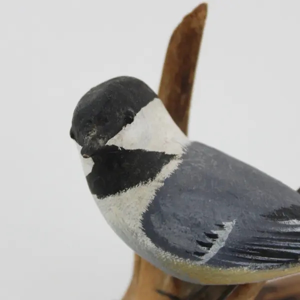Peter Peltz Hand-Carved Painted Wood Chickadee Bird Figurine Signed