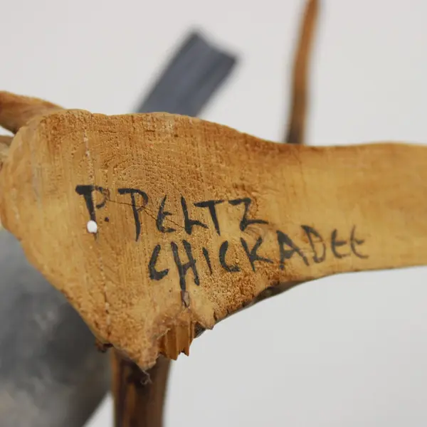 Peter Peltz Hand-Carved Painted Wood Chickadee Bird Figurine Signed