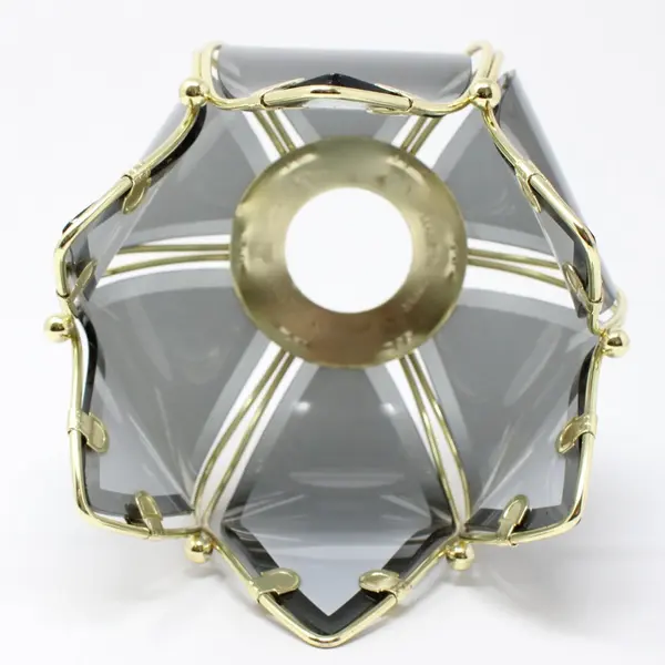 Partylite Lotus Flower Dark Gray Glass Candle Holder Art Deco Inspired
