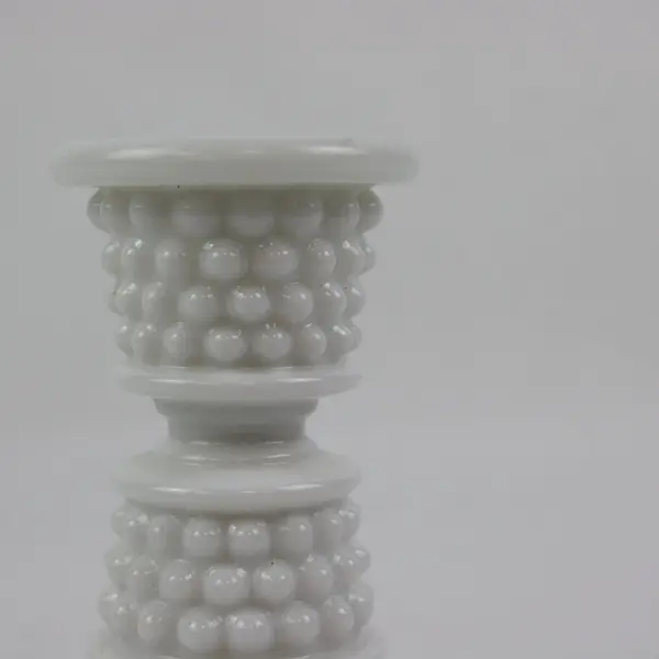 White Milk Glass Hobnail Taper Candle Holder