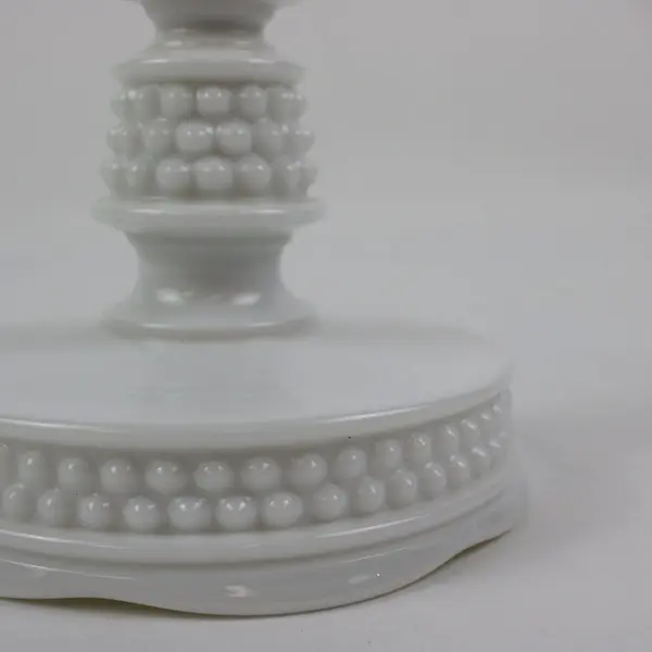 White Milk Glass Hobnail Taper Candle Holder