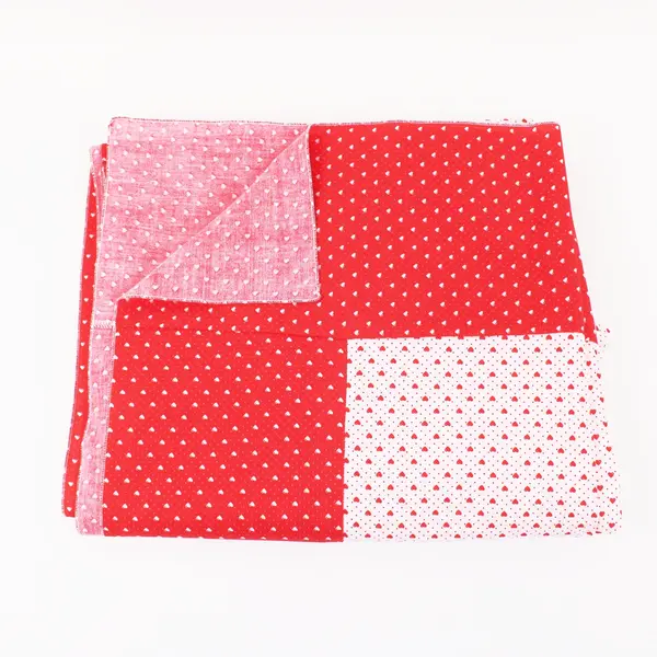Red Pink Valentine's Heart Print Tablecloth 56 x 82 Inch