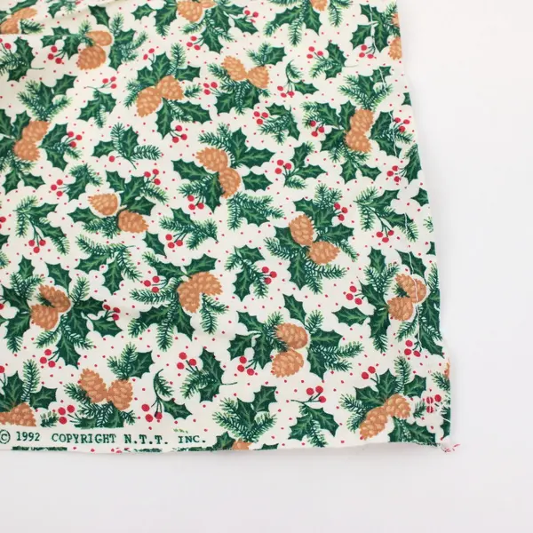 Vintage 1992 Fabric Traditions Holly & Pinecones Holiday Fabric 2 5/6 Yds 42"