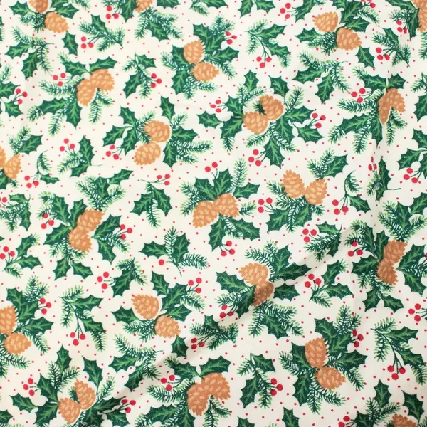 Vintage 1992 Fabric Traditions Holly & Pinecones Holiday Fabric 2 5/6 Yds 42"