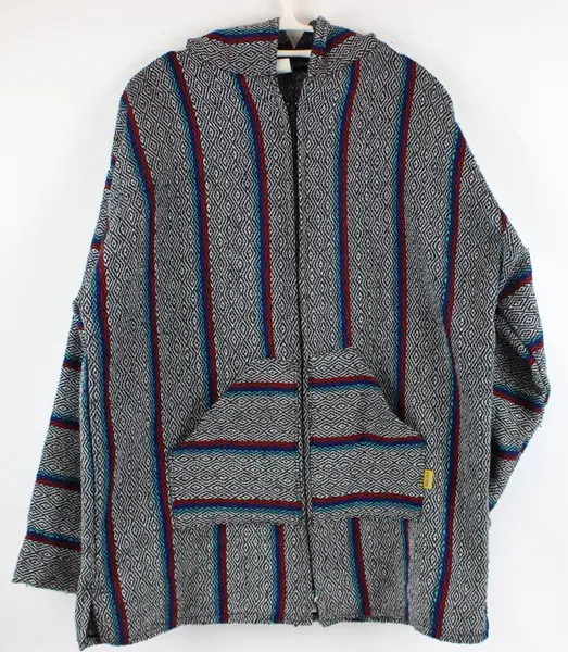 Artesanias Mr Molina Men's XL Hooded Zip Jacket Indian Drawing Mexico