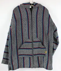 Artesanias Mr Molina Men's XL Hooded Zip Jacket Indian Drawing Mexico