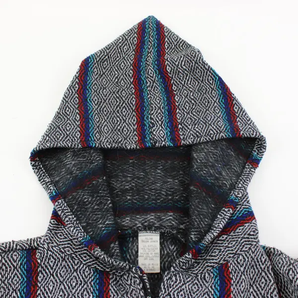 Artesanias Mr Molina Men's XL Hooded Zip Jacket Indian Drawing Mexico
