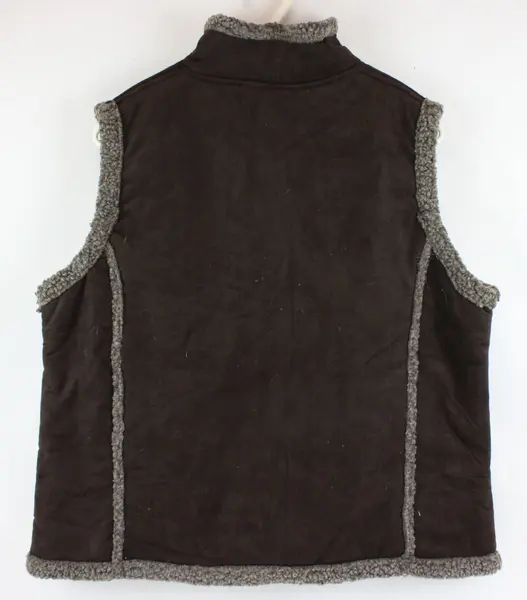 NWT Outrageous Sports Women's XL Brown Sherpa-Lined Zip Vest