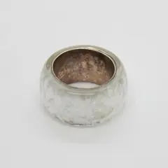 Chunky Clear Glitter Lucite Sterling Silver Statement Ring Size 8