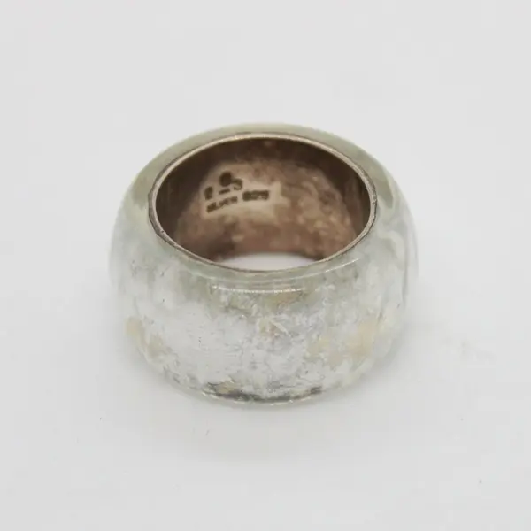 Chunky Clear Glitter Lucite Sterling Silver Statement Ring Size 8