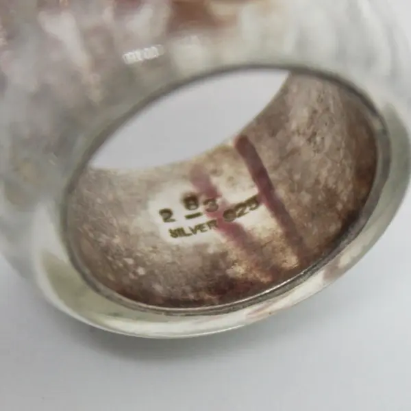 Chunky Clear Glitter Lucite Sterling Silver Statement Ring Size 8
