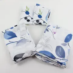 Twin Sheet Set White Gray Blue Purple Floral Print 4 Pc - 2 Sheets 2 Shams
