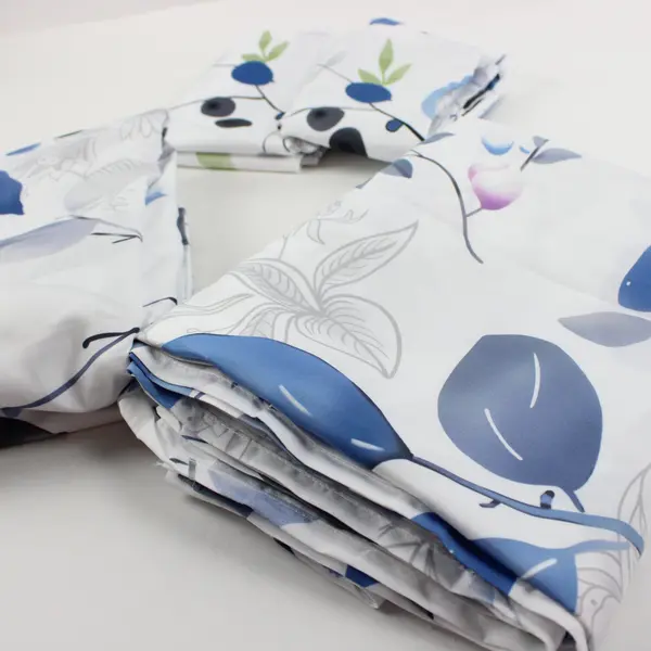 Twin Sheet Set White Gray Blue Purple Floral Print 4 Pc - 2 Sheets 2 Shams