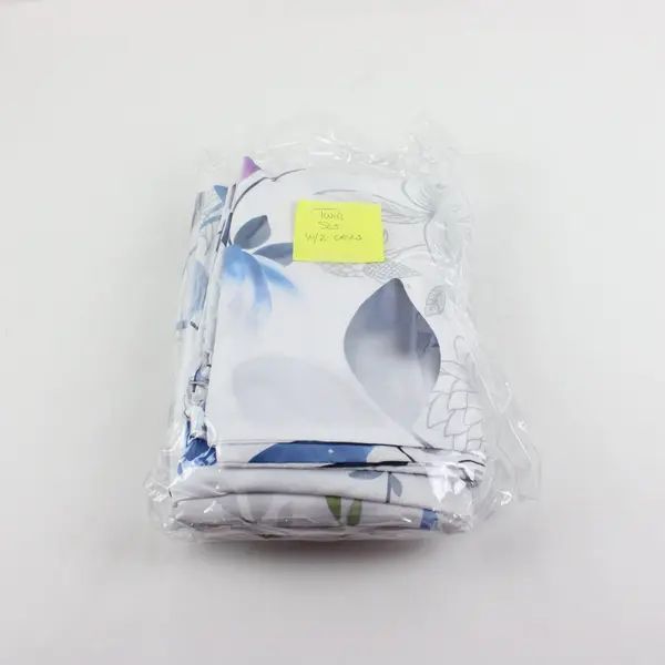 Twin Sheet Set White Gray Blue Purple Floral Print 4 Pc - 2 Sheets 2 Shams